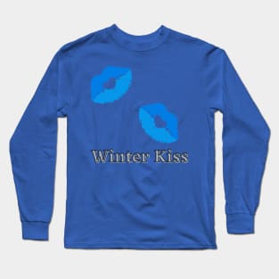 Blue Geometric Pattern with a Winter Kiss Long Sleeve T-Shirt